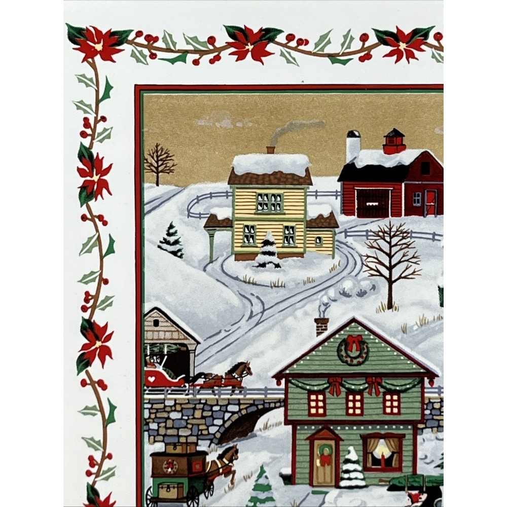 VTG Russ & Co Christmas Village Ceramic Tile Wall Trivet Holiday Folk Rustic - Picture 5 of 8